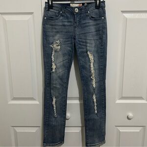 G by Guess Womens Distressed Blue Denim Jeans Size 29 Skinny Fit Low / Mid Rise